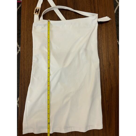 NWOT EB Denim Cowl Buckle Dress White Mini Crossed Straps Size XXL - Picture 9 of 11